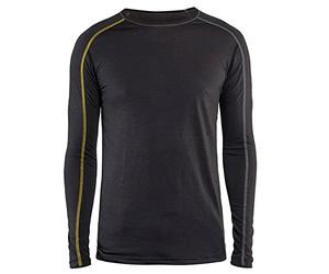 Blakläder 479917349835L Underwear Top "Xlight" Size Of Merino Wool in Dark Grey/Yellow, L