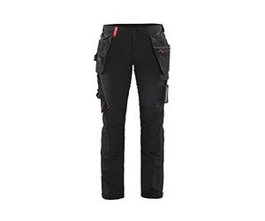 Blakläder 719216459956C48 Women's 4-Way Stretch Craftsman Work Trousers, Black/Red, Size C48