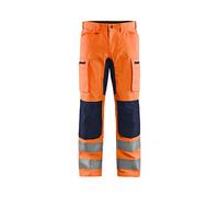 BLÅKLÄDER Hi Vis Trousers Stretch Men 32R Orange/Navy Blue