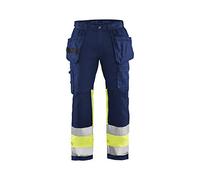 BLÅKLÄDER Hi Vis Trousers Stretch Men 36R Navy Blue/Yellow