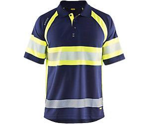 BLÅKLÄDER Polo Shirt 33381051 PL (Polyester) Navy Blue, Yellow Size XL