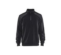 BLÅKLÄDER Sweater Two-Tone Half-Zip Men XL Black/Dark Grey
