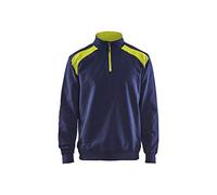 BLÅKLÄDER Sweater Two-Tone Half-Zip Men XXL Navy Blue/Yellow