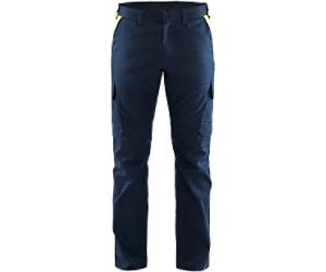 BLÅKLÄDER Trousers 14441832 Cotton, Elastolefin, PL (Polyester) Dark Navy Blue, Yellow Size 34S