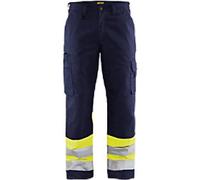 BLÅKLÄDER Trousers 15641811 Cotton, PL (Polyester) Navy Blue, Yellow Size 36R