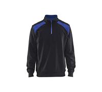 BLÅKLÄDER Unisex Sweater Two-tone Half-zip Half-Zip 2-Tone size XS in black/cornflower blue