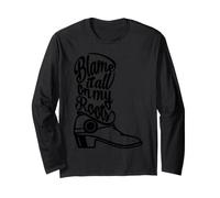 Blame It All On My Roots Country Boot Black Long Sleeve T-Shirt