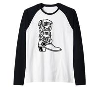 Blame It All On My Roots Country Boot Black Raglan Baseball Tee