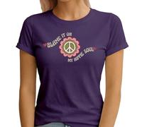 Blame It On My Hippy Soul Womens T Shirt Retro 60s 70s Flower Power Tee Hippie Style Vintage Inspired Floral Design Top