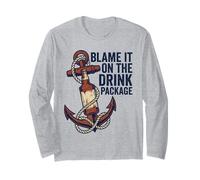 Blame It On The Drink Package Funny Cruise Anchor Beer Retro Long Sleeve T-Shirt