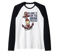 Blame It On The Drink Package Funny Cruise Anchor Beer Retro Raglan Baseball Tee