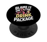 Blame It On The Drink Package Funny Cruise Flamingo Retro PopSockets Adhesive PopGrip
