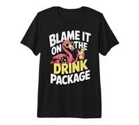 Blame It On The Drink Package Funny Cruise Flamingo Retro Premium T-Shirt