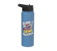 Blame It On The Drink Package Funny Cruise Flamingo Retro Stainless Steel Insulated Water Bottle