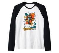 Blame It On The Drink Package Mid-Century Retro Cocktail Raglan Baseball Tee