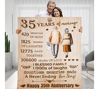 BLAMEZI 35 Years 35th Anniversary Throw Blanket Gifts, Gift for 35th Wedding Anniversary Valentine Gifts for Her Him Wife Husband Mom Dad Grandpa Grandma