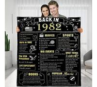 BLAMEZI Happy 43th Birthday Gifts for Women, Men 43 Years Old Birthday Gifts, Wife Husband Dad Mom 43th Birthday Gift Ideas, Wedding Anniversary Blankets for Parents,Back in 1982