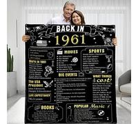 BLAMEZI Happy 64th Birthday Gifts for Women, Men 64 Years Old Birthday Gifts, Wife Husband Dad Mom 64th Birthday Gift Ideas, Wedding Anniversary Blankets for Parents,Back in 1961