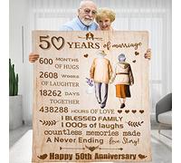 BLAMEZI Romantic Marry 50th Anniversary Fleece Throw Blankets Gift, Happy 50th Anniversary Wedding Valentine Gifts for Her Wife Husband Mom Dad Grandpa Grandma