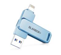 BLANBOK+ MFi Certified 3 in 1 Flash Drive for iPhone,USB Memory Stick,Memory Stick Photo transfer,USB Storage Stick for iPhone/iPad/Android/PC (Blue, 256, GB)