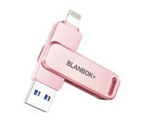 BLANBOK+ MFi Certified 3 in 1 Flash Drive for iPhone,USB Memory Stick,Memory Stick Photo transfer,USB Storage Stick for iPhone/iPad/Android/PC (Pink, 256, GB)