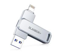 BLANBOK+ MFI Certified Memory Stick for Photos USB Flash Drive for iPhone USB Stick USB Memory Sticks Photo Stick for iPhone/iPad/Android/PC (Silver, 512GB)