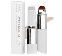 Blanc Cover Cream Stick V - 2 in 1 Dual Ended White Foundation Stick with Brush - Korean Colour Changing Foundation Stick, Hydrating Medium to Full Coverage Dewy Finish Base Makeup