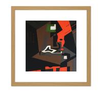 Blanchard Still Life Red Lamp Painting 8X8 Inch Square Wooden Framed Wall Art Print Picture with Mount Artery8 Light Oak One Size