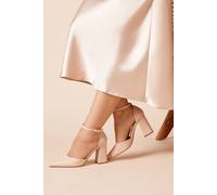 Blanche Ankle Strap Pointed High Block Heel Court Shoes Dorothy Perkins Beige 3