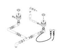 BLANCO 224805 Drain Fitting 2 x 3.5 Inch Sieve with Remote Control Overflow Round / Spare Part