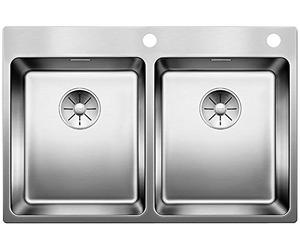 BLANCO ANDANO 340/340-IF/A Stainless Steel Sink, Installation Type: Installation from Top and Flush-Mounted for 80 cm Wide Base Cabinets, Resistant to Scratches, Large Basin Volume