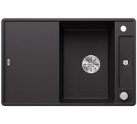 BLANCO AXIA III 45 S-F | SILGRANIT Granite Sink in Black | Installation Type: flushmount | Reversible | with Glass Cutting Board | for 45 cm Wide Base cabinets | Easy to Clean | [77x50x20.2 cm]