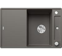 BLANCO AXIA III 45 S-F, Silgranit Volcano Grey, Installation Type: Flush, Reversible, with Glass Cutting Board, 45 cm Base Cabinet, Large Basin, Easy-to-Clean Surface