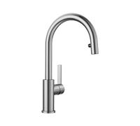 BLANCO Candor-S | Kitchen Mixer tap in Solid Stainless Steel | Low-Pressure | with Pull-Out Hose | Non-Return Valve | Ceramic Cartridge | Assured Water Quality & Water-Saving | [5.2x23.9x36.8 cm]