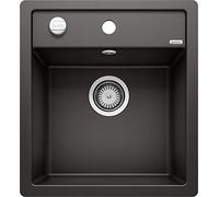 BLANCO Dalago 45-F Granite Sink Made of Silgranit Black Installation Type: Flush-Mounted for 45 cm-Wide Base Cabinets Large Basin Volume for Optimal Use Easy-to-Clean Surface