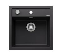 BLANCO DALAGO 5 | SILGRANIT Sink in Black | Installation Type: Inset Installation from Above | for 50 cm Wide Base cabinets | Spacious Bowl Volume | Easy-Care Surface | [51.5x51x20.2 cm]