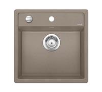 BLANCO DALAGO 5 | SILGRANIT Sink in Tartufo | Installation Type: Inset Installation from Above | for 50 cm Wide Base cabinets | Spacious Bowl Volume | Easy-Care Surface | [51.5x51x20.2 cm]