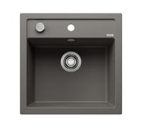 BLANCO DALAGO 5 | SILGRANIT Sink in Volcano Grey | Installation Type: Inset Installation from Above | for 50 cm Wide Base cabinets | Spacious Bowl Volume | Easy-Care Surface | [51.5x51x20.2 cm]