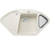 BLANCO Delta II-F | Granite Sink Made of SILGRANIT Soft White | Installation Type: flushmount | Main Bowl Left | for 80 cm Wide Base cabinets | Corner Sink | Ergonomic Layout | [104.2x56x19.5 cm]