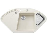 BLANCO Delta II Granite Sink Silgranit Soft White | [105.7 x 57.5 x 19.5 cm] | For 80 cm-wide base cabinets | Ergonomic arrangement | Corner sink | Main basin left