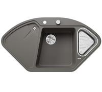 BLANCO Delta II Silgranit Volcano Grey Installation Type: Installation from Above, Main Basin Left, with Drain Remote Control, with Accessories, 80 cm Base Cabinet, Corner Sink, Ergonomic Arrangement