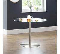 Blanco Dining Table - 2 Seater - 100cm - Round - Glass and Chrome