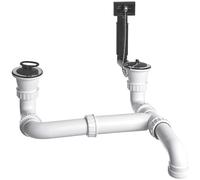 BLANCO Double Waste and Overflow Set 1 ½'' | Waste and Overflow Set for retrofitting Sinks and Bowls | Harmonious Combination with Mixer taps, soap dispensers and Pull-knob in matt Black