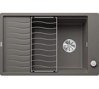 BLANCO Elon XL 6 S-F | Granite Sink Made of SILGRANIT Vulcan Grey | Installation Type: flushmount | Reversible | for 60 cm Wide Base cabinets | Large Bowl | Easy to Clean | [77x49x20.2 cm]