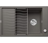BLANCO Elon XL 6 S Silgranit Volcano Grey Installation Type: Installation from Above, Reversible, with Drain Remote Control, with Accessories, 60 cm Base Cabinet, Large Basin, Easy-to-Clean Surface