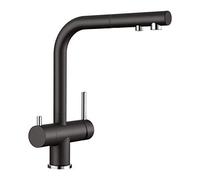 BLANCO FONTAS-S II Filter | Kitchen Mixer tap in silgranit Black | High-Pressure | with Pull-Out Hose | Non-Return Valve | Water-Saving | Separate Filter Required | [16.6x26.4x30.6 cm]
