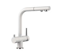 BLANCO FONTAS-S II Filter | Kitchen Mixer tap in silgranit White | High-Pressure | with Pull-Out Hose | Non-Return Valve | Water-Saving | Separate Filter Required | [16.6x26.4x30.6 cm]