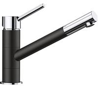 BLANCO Kano | Kitchen Mixer tap in silgranit Black/Chrome | High-Pressure | Non-Return Valve | Ceramic Cartridge | Assured Water Quality & Water-Saving | [5.5x26.3x19.1 cm]