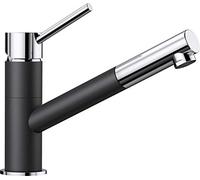 BLANCO KANO-S 525038, Two-Tone Single-Lever Mixer Tap for Kitchen, With Pull-out Spout, Chrome/Grey Finish