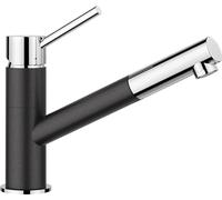 BLANCO Kano-S | Kitchen Mixer tap in Anthracite/Chrome | Low-Pressure | with Pull-Out Hose | Non-Return Valve | Ceramic Cartridge | Assured Water Quality & Water-Saving | [5.5x24.6x19.1 cm]